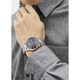 Hugo Boss Associate Black Dial Silver Mesh Bracelet Watch for Men - 1513805