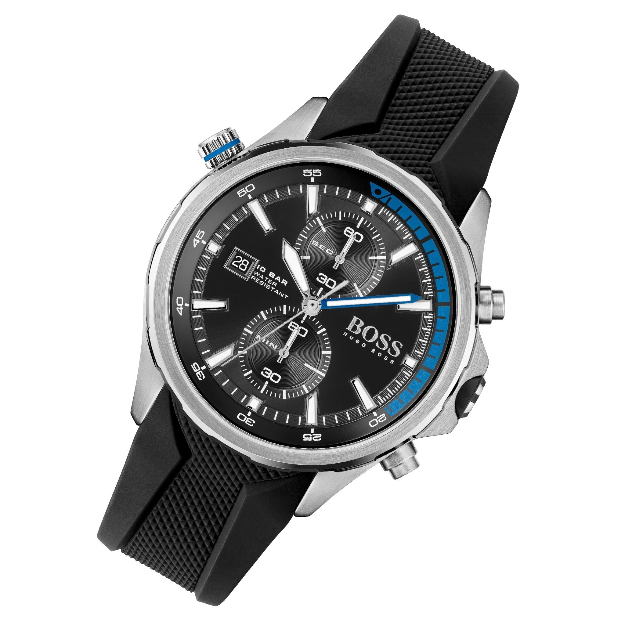 Hugo Boss Globetrotter Black Dial Black Silicone Strap Watch for Men - 1513820