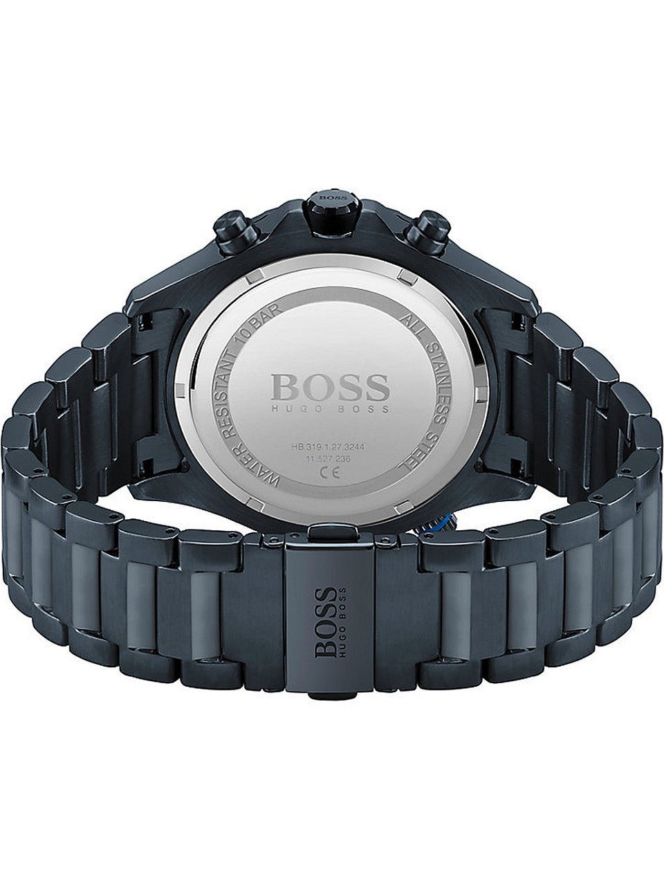 Hugo Boss Globetrotter Black Dial Black Steel Strap Watch for Men - 1513824