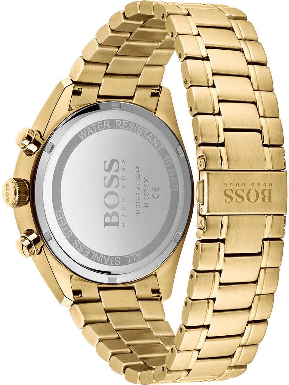 Hugo Boss Champion Black Dial Gold Steel Strap Watch for Men - 1513848
