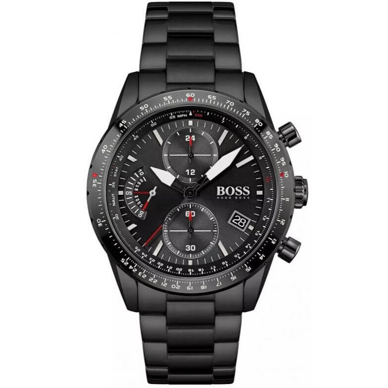 Hugo Boss Aero Black Dial Black Steel Strap Watch for Men - 1513771