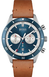 Hugo Boss Santiago Blue Dial Brown Leather Strap Watch for Men - 1513860
