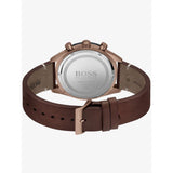 Hugo Boss Santiago Chronograph Grey Dial Brown Leather Strap Watch for Men - 1513861