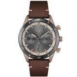 Hugo Boss Santiago Chronograph Grey Dial Brown Leather Strap Watch for Men - 1513861