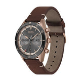 Hugo Boss Santiago Chronograph Grey Dial Brown Leather Strap Watch for Men - 1513861