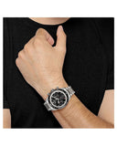 Hugo Boss Santiago Black Dial Silver Steel Strap Watch for Men - 1513862