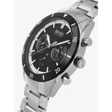 Hugo Boss Santiago Black Dial Silver Steel Strap Watch for Men - 1513862