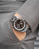 Hugo Boss Santiago Black Dial Silver Steel Strap Watch for Men - 1513862