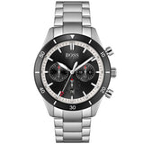 Hugo Boss Santiago Black Dial Silver Steel Strap Watch for Men - 1513862