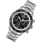 Hugo Boss Santiago Black Dial Silver Steel Strap Watch for Men - 1513862