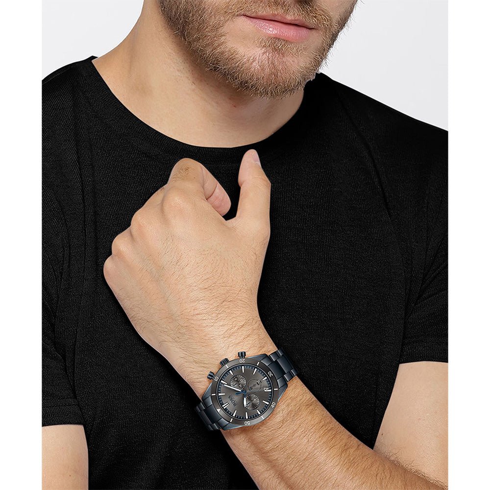 Hugo Boss Santiago Grey Dial Blue Steel Strap Watch for Men - 1513865