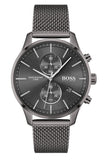 Hugo Boss Associate Black Dial Black Mesh Bracelet Watch for Men - 1513769