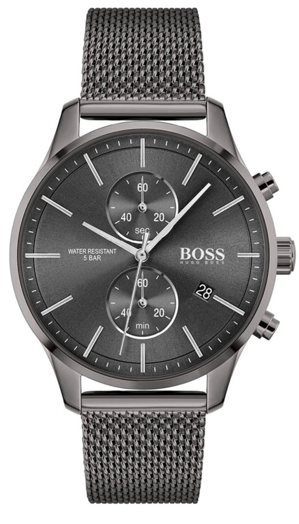Hugo Boss Associate Grey Dial Grey Mesh Bracelet Watch for Men - 1513870