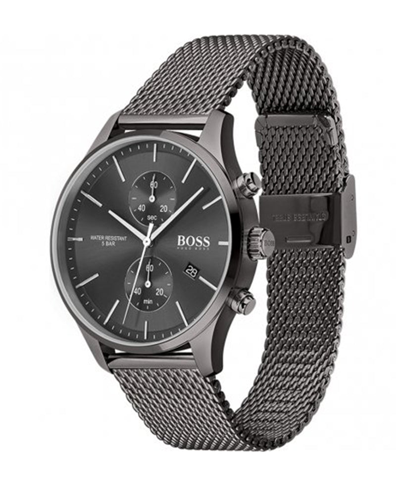 Hugo Boss Associate Grey Dial Grey Mesh Bracelet Watch for Men - 1513870