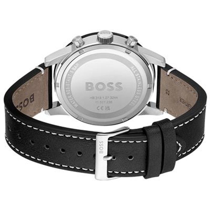 Hugo Boss Allure Black Dial Black Leather Strap Watch for Men - 1513920