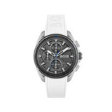 Hugo Boss Volane Grey Dial White SIlicone Strap Watch for Men - 1513948