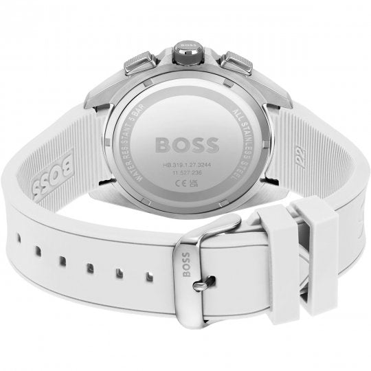 Hugo Boss Volane Grey Dial White SIlicone Strap Watch for Men - 1513948
