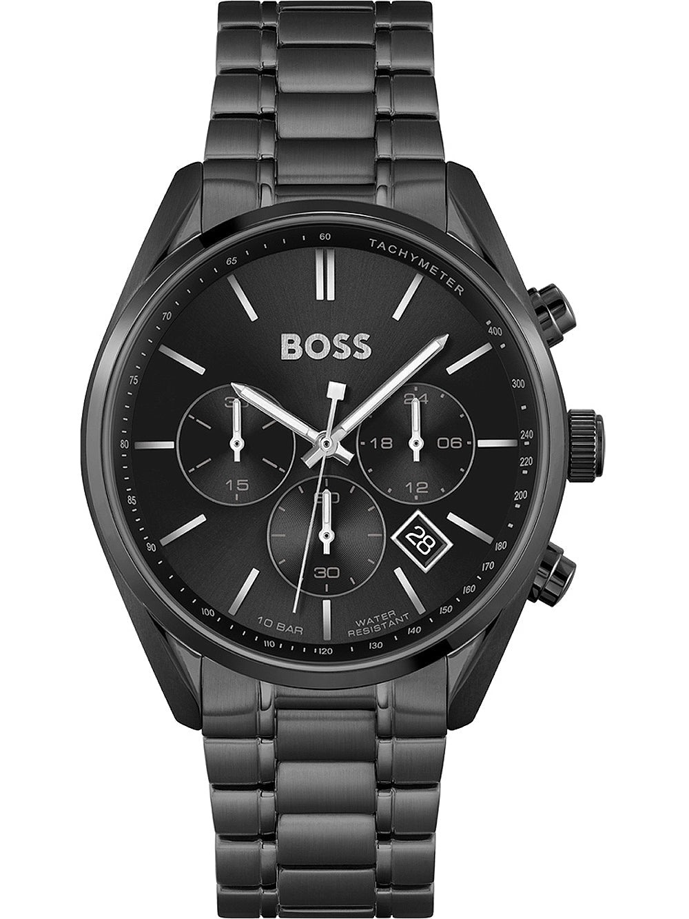 Hugo Boss Champion Black Dial Black Steel Strap Watch for Men - 1513960