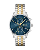 Hugo Boss Associate Blue Dial Two Tone Steel Strap Watch for Men - 1513976