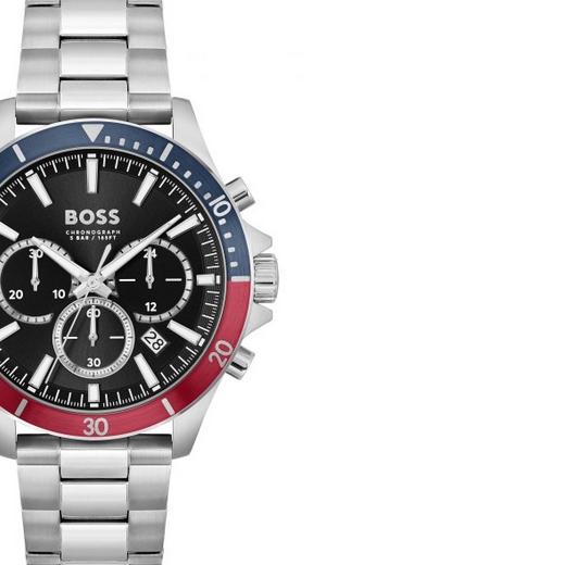 Hugo Boss Troper Chronograph Black Dial Silver Steel Strap Watch For Men - 1514108