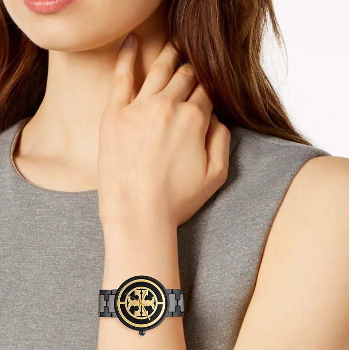 Tory Burch Reva Black Dial Black Steel Strap Watch for Women - TBW4036