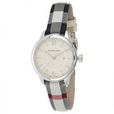 Burberry Classic Stone Silver Dial Horseberry Black Leather Strap Watch for Women - BU10103