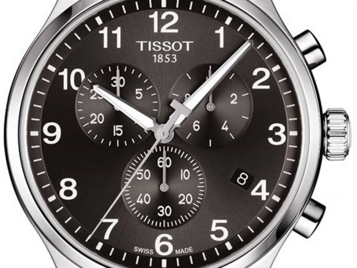 Tissot T Classic Chrono XL Black Dial Silver Steel Strap Watch For Men - T116.617.11.057.01