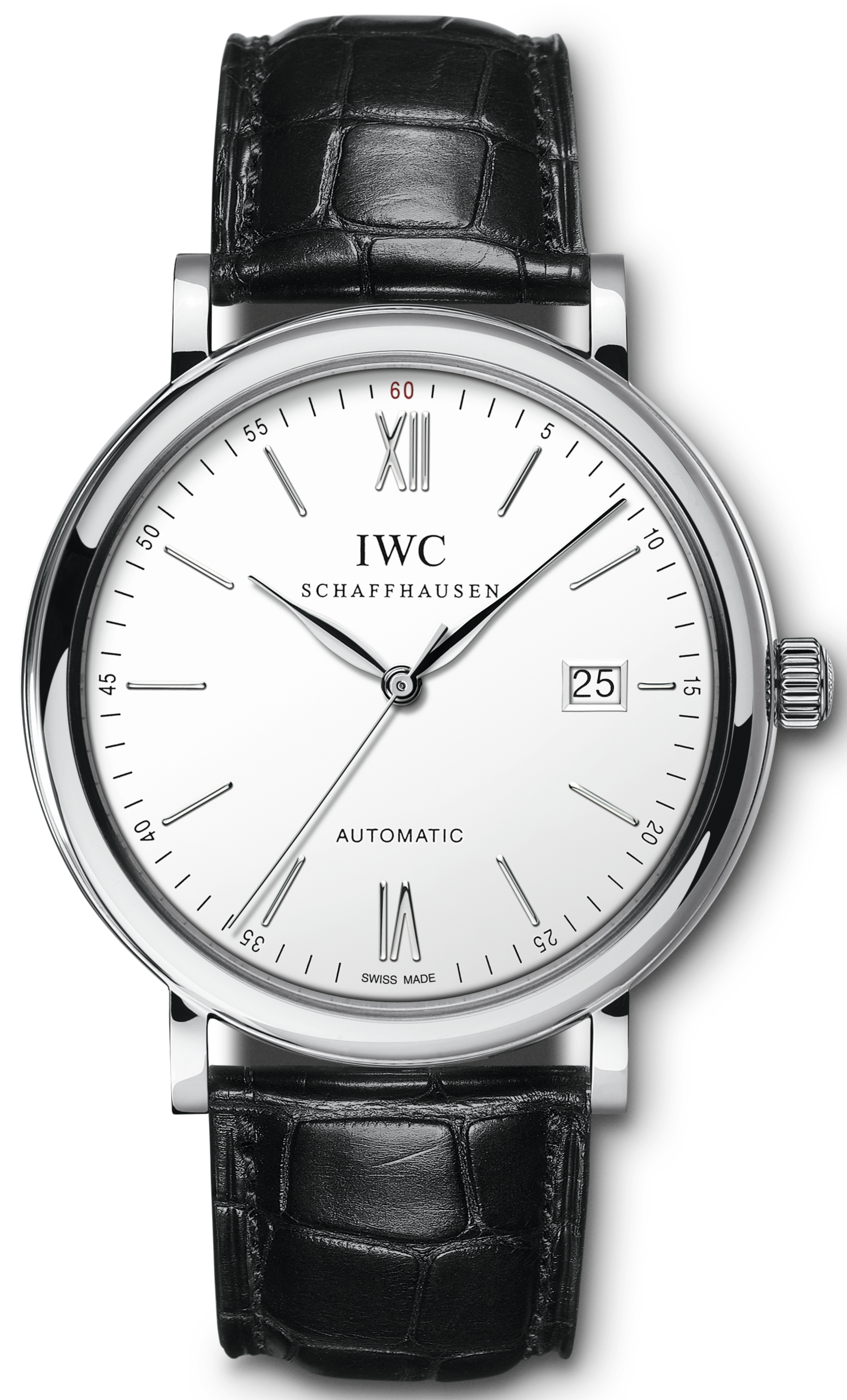 IWC Portofino Automatic White Dial Black Leather Strap Watch for Men - IW356501
