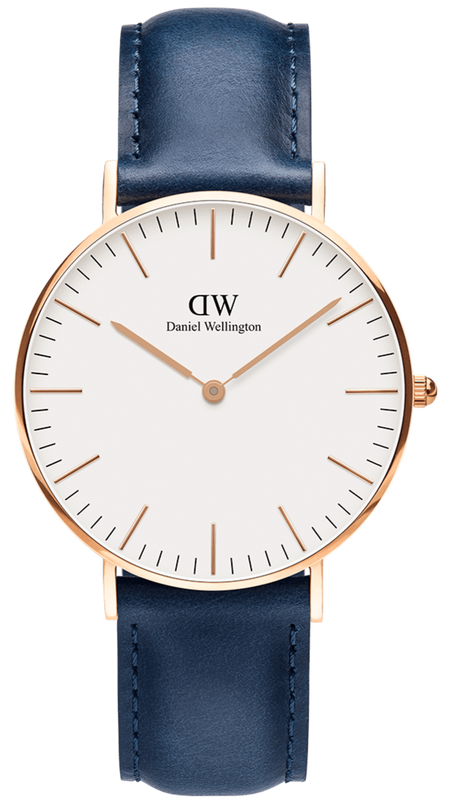Daniel Wellington Classic Somerset White Dial Blue Leather Strap Watch For Men - DW00100121