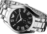 Emporio Armani Valente Black Dial Silver Steel Strap Watch For Men - AR0680