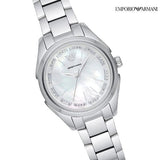 Emporio Armani Valeria Quartz Mother of Pearl Dial Silver Steel Strap Watch For Women - AR11030