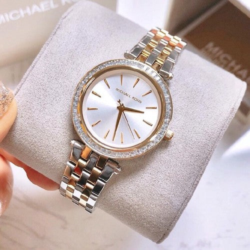 Michael Kors Darci Silver Dial Two Tone Steel Strap Watch for Women - MK3405