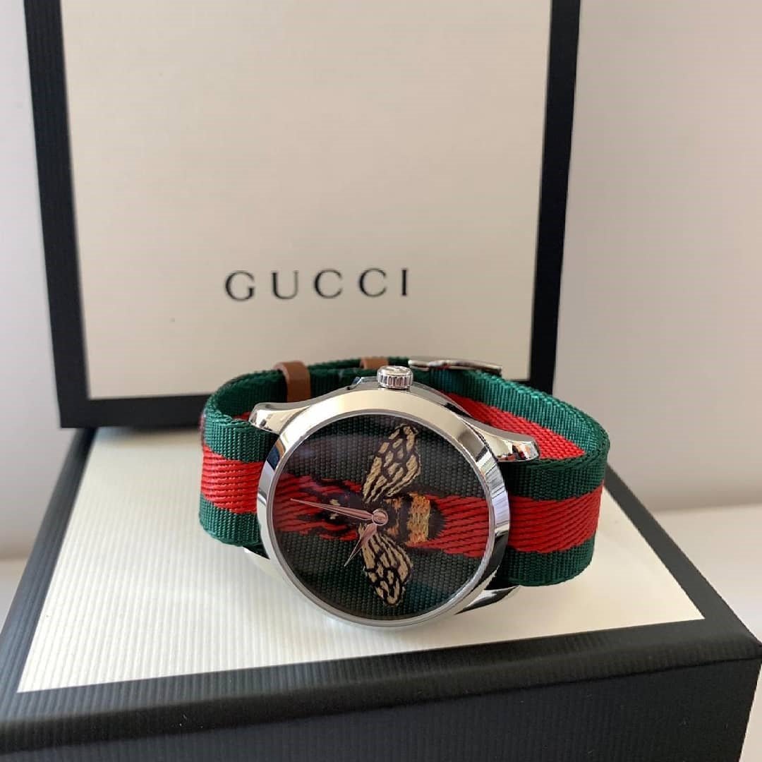 Gucci Le Marche des Merveilles Red & Green Dial Red & Green Nylon Strap Unisex Watch - YA1264060