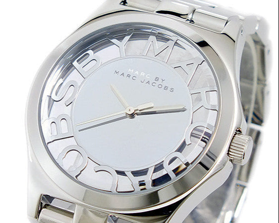 Marc Jacobs Henry Transparent Silver Dial Silver Steel Strap Watch for Women - MBM3205