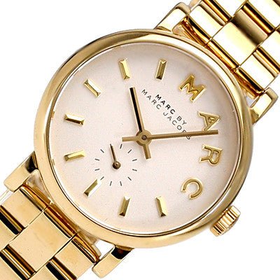 Marc Jacobs Baker White Dial Gold Steel Strap Watch for Women - MBM3247