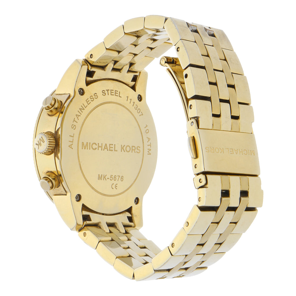 Michael Kors Ritz Chronograph Gold Dial Gold Steel Strap Watch for Women - MK5676