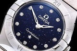 Omega Constellation Manhattan Quartz Diamonds Blue Dial Silver Steel Strap Watch for Women - 131.10.25.60.53.001