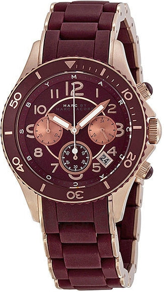 Marc Jacobs Rock Chronograph Red Dial Red Silicone Strap Watch for Women - MBM2596