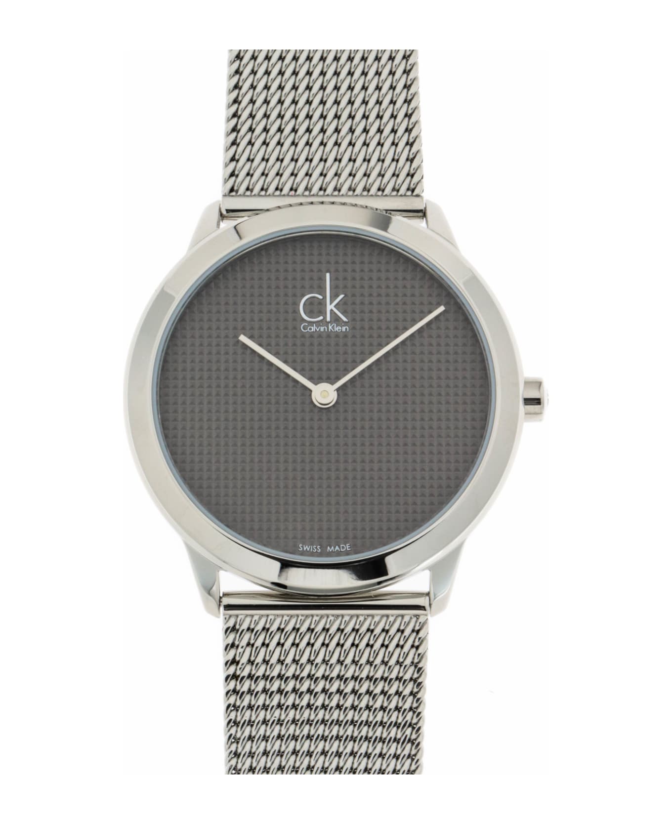 Calvin Klein Minimal Grey Dial Silver Mesh Bracelet Watch for Women - K3M2212X