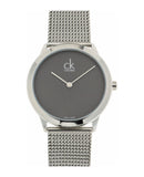 Calvin Klein Minimal Grey Dial Silver Mesh Bracelet Watch for Women - K3M2212X