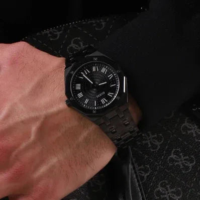 Guess Asset Quartz Black Dial Black Steel Strap Watch For Men - GW0575G3