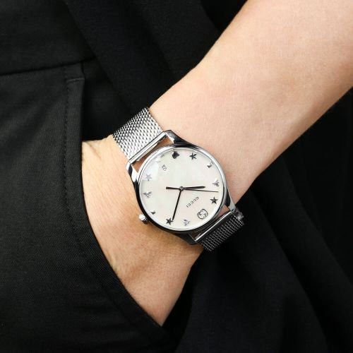 Gucci G-Timeless Mother of Pearl Dial Silver Mesh Bracelet Watch For Women - YA1264040