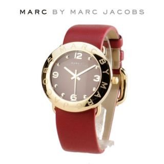Marc Jacobs Amy Red Dial Burgundy Leather Strap Watch for Women - MBM1152