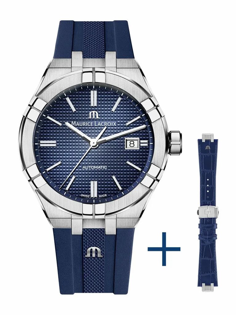 Maurice Lacroix Aikon Automatic Blue Dial Blue Rubber Strap Watch for Men - AI11808-SS000B-430-4