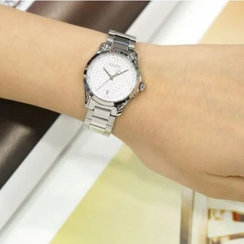 Gucci G Timeless Quartz Silver Dial Silver Steel Strap Watch For Women - YA126551