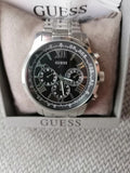 Guess Horizon Chronograph Quartz Black Dial Silver Steel Strap Watch For Men - W0379G1