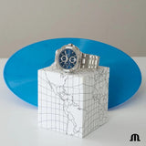 Maurice Lacroix Aikon Chronograph Blue Dial Silver Steel Strap Watch for Men - AI1018-SS002-430-1