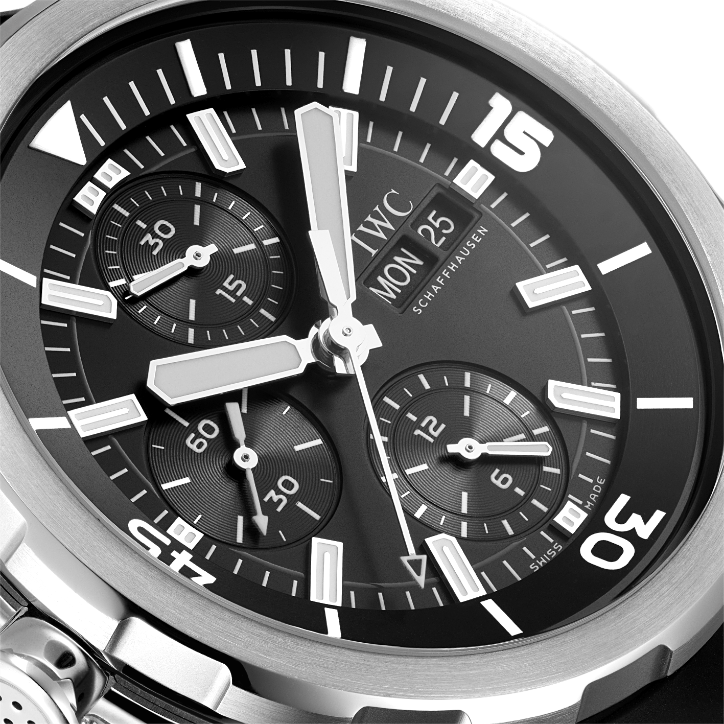 IWC Aquatimer Chronograph Black Dial Black Leather Strap Watch for Men - IW376803