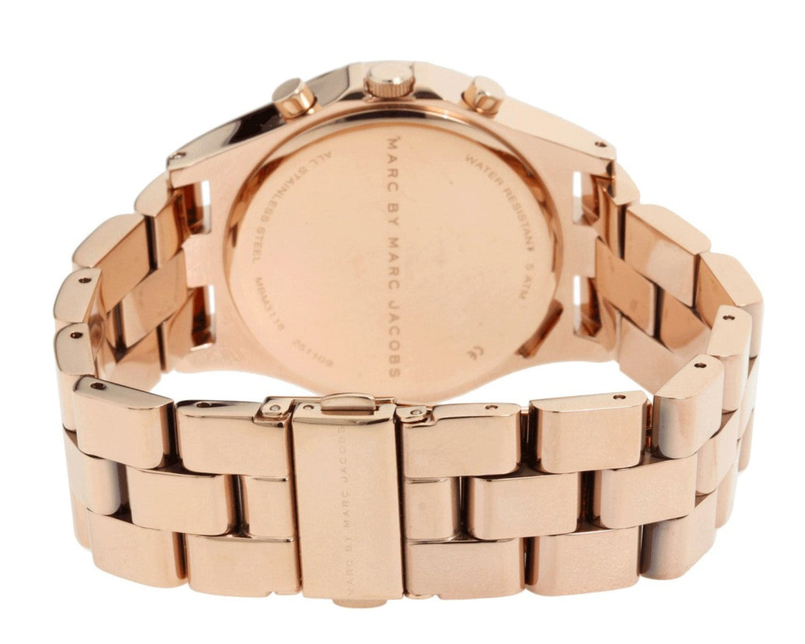 Marc Jacobs Henry Chronograph Rose Gold Dial Rose Gold Steel Strap Watch for Women - MBM3118