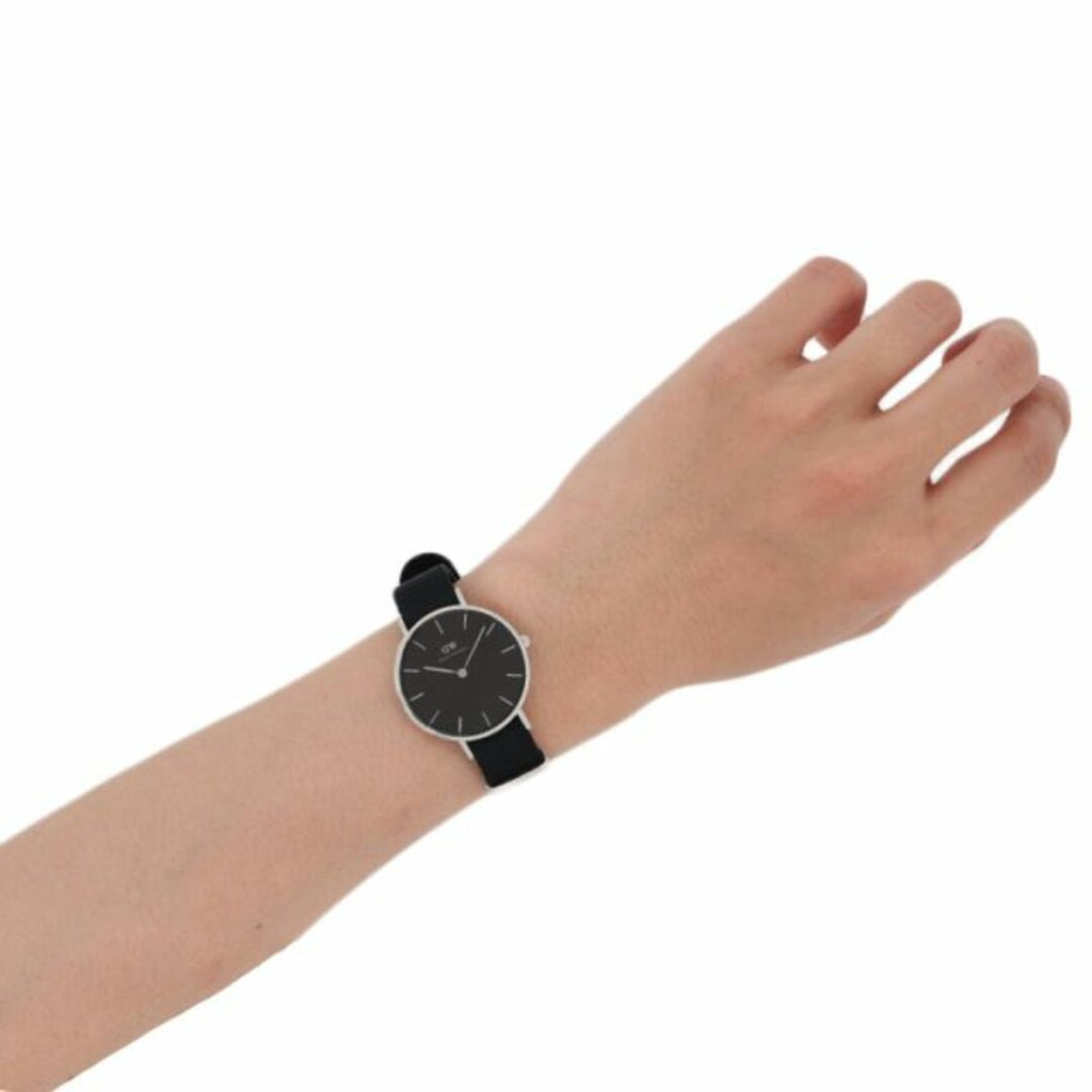 Daniel Wellington Petite Ashfield Black Dial Black Mesh Strap Watch For Women - DW00100246